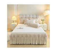 TRQQWEQQ 3 Piezas Jupe De Cama En Poliéster Resistente, Elástico Antideslizante Integrado Envoltura Funda De Colchón Fácil De Instalar(Champagne,Queen-150 * 200)