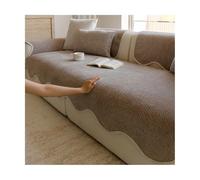 TRQQWEQQ Chenilla Suave Funda Sofa Funda De Sofá con Base Antideslizante Funda Sofá Acolchado para Sala De Estar Todos Los Sofás(Brown,90 * 150cm)