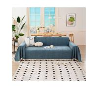 TRQQWEQQ Funda De Felpilla Lavable En Forma Fundas Sofa Antipelos Mascotas Sofá Acolchado Reversible Chenilla para Sofá En Forma De L Sofá Esquinero(Blue,180 * 380cm)