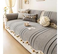 TRQQWEQQ Funda de sofá de Chenilla Fundas sofá Lavables Protector de Muebles Gruesas y Suaves Cubre Sofas Antideslizante para Mascotas Perros Gatos(Gray,70 * 210cm)