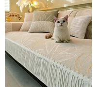 TRQQWEQQ Funda de sofá para 1/2/3/4 plazas Fundas sofá de Chenilla Cubre Sofás Protector Lavables Protector de Muebles Antideslizante para Chaise Longue Gatos Perros(Bianca,90 * 160cm)