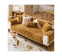 TRQQWEQQ Funda gruesa y mullida para sofá, color liso, antideslizante, para perros, lavable, apta para mascotas, para sofás y sofás (marrón, 110 x 160 cm)
