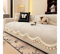 TRQQWEQQ Funda sofá de Chenilla for Mascotas Protector de Muebles Lavable Funda de sofá Antideslizante Fundas Sofas para Sección Principal y Chaise(Bianca,90 * 320cm)