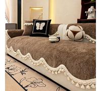 TRQQWEQQ Funda sofá de Chenilla for Mascotas Protector de Muebles Lavable Funda de sofá Antideslizante Fundas Sofas para Sección Principal y Chaise(Brown,90 * 180cm)