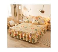 TRQQWEQQ Juego de falda de cama Queen con volantes de encaje, juego de tres piezas de algodón de aloe vera, colcha envolvente de 43 cm, sábana bajera ajustable para el hogar (H, King XL-180 x 220)