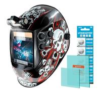 TRQWH Casco de soldadura de visión grande, 3.94 x 3.15 pulgadas, capucha de soldadura de oscurecimiento automático con luz LED, funciona con energía solar, color real, 4 sensores de arco, máscara de