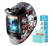 TRQWH Casco de soldadura de visión grande, 3.94 x 3.15 pulgadas, capucha de soldadura de oscurecimiento automático con luz LED, funciona con energía solar, color real, 4 sensores de arco, máscara de