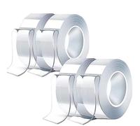 trrcylp Cinta adhesiva de doble cara, 4 unidades de tiras transparentes de pared de dos caras, ancho de rollo de 1 pulgadas, cinta extraíble de 40 pies para oficina, 2mm