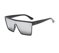 TRRDB Gafas de sol de una sola pieza con montura grande para hombre y mujer, con protección solar punk, Negro plateado, 148*143*53mm
