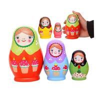 Trrymbbe 1 muñeca de anidación, muñecas de anidación Rusa de 5 Capas, Colorida muñeca de patrón de Chicas Matryoshka, Madera Suave para niños, decoración del hogar