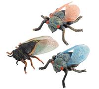 Trrymbbe 3pcs Figuras Animales realistas Modelo de cicada Aprendizaje Juguetes educativos Proyecto de Ciencia Topper para niños niños pequeños Mini Animales Figuras