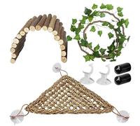 Trrymbbe Accesorios de Tanques de Reptiles Que Incluyen Hamaca de Reptiles, Rama de Escalada y Puente, Enredaderas Flexibles realistas con Taza de succión para Serpiente Gecko Lizard Escondido
