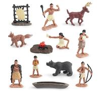 Trrymbbe Figuras nativas Americanas, Juego de Figuras Decorativas Indias nativas Americanas Powhatan, Juego de 12 Piezas para niños educación histórica Proyecto Escolar decoración cumpleaños