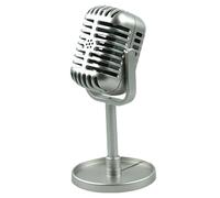Trrymbbe Micrófono de Apoyo con Stand clásico micrófono Retro plástico Vintage decoración de Mesa de Escenario para filmar espectáculos de Baile práctica usando Plateado