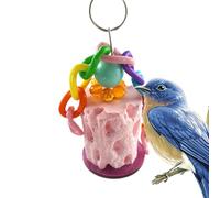 Trrymbbe Peque de Pico Granado de Piedra Chew golosinas para pájaros Loros de Pico de Colgante Juguete de Roca Mineral con Cadena de Cuentas de Color al Azar y cordón para Piedra de molienda de Budgy