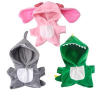 Trrymbbe Ropa de muñeca de 18 Pulgadas 3pcs Rabbit, Wolf & Dinosaur Doll Roport con Cola con Capucha con un Animal Decorativo de Bricolaje Americano de Bricolaje, sin Animal Relleno
