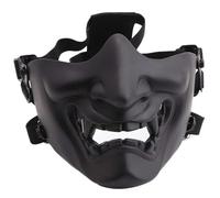 Trrymbbe Samurai Mask Half Face Airsoft Mask Soft Oni con una Sonrisa demoníaca Protectora para Halloween, Mascarada, Juego y Fiestas al Aire Libre Samurai