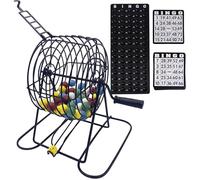 Trrymbbe Set de Bingo Deluxe Fun Fun Bingo Game Set Incluye 150 Chips Coloridos, 18 Cartas, 75 Bolas, 8 Sets de Jaula y Mesa de manejo para Adultos