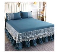 TRRYUIP Colcha Colcha Bordada de Encaje Liso, Funda Protectora for colchón, Falda Cama, Sábana Antideslizante a Prueba Polvo con Borde Volante(Color 02,180x220cm Bed Skirt)