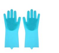 TRRYUIP Guantes Limpieza Dishwashing Cleaning Gloves Magic Silicone Rubber Dish Washing For Household Sponge Scrubber Kitchen Tools(Blue)
