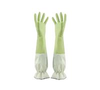 TRRYUIP Guantes Limpieza Washing Gloves Dishwashing Cleaning Rubber Household Long Thickening WomenGloves Sleeve Floral Glove Waterproof Kit(Green)