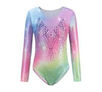 TRRYUIP Maillot Gimnasia Ritmica Niña Leotardos de Gimnasia for niñas 5 a 14 años, Baile Bronceado sin Mangas/Ropa Manga Larga, Leotardos for niños, Vestido Ballet atlético(H,10)