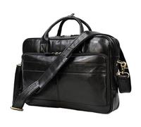TRRYUIP Maletin Portatil Bolso de cuero genuino lujo for hombre, maletín viaje, bolso hombro for, negocios for portátil, bolsos mensajero grandes(Black172)
