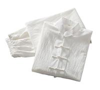 TRRYUIP Trajes de Tai Chi Traje Tang de manga larga lino y algodón suave, uniforme informal Kung Fu Tai Chi, chaqueta pantalones Wing Chun(White,XXL)