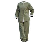 TRRYUIP Trajes de Tai Chi Uniforme de Tai Chi for mujer, ropa algodón y lino Wushu Kung Fu for, traje artes marciales Wing Chun, femenina(Green suit,XL)
