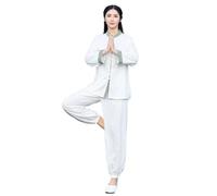 TRRYUIP Trajes de Tai Chi Uniforme de Tai Chi for mujer, ropa algodón y lino Wushu Kung Fu for, traje artes marciales Wing Chun, femenina(White suit,XL)