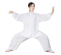 TRRYUIP Trajes de Tai Chi Uniforme de Taichi, Trajes algodón, Ropa Wushu Kungfu for Adultos, Traje Tang actuación marcial Taiji(White,XS(155cm))