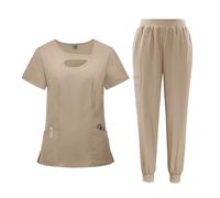 TRRYUIP Uniforme Sanitario Mujer Friegue los Uniformes del Hospital de enfermería la clínica Basculador Las Mujeres Scrub Designs(Apricot,XL)