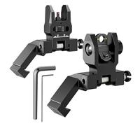 TRSAIM Fiber Optics - Juego de miras de hierro abatibles de 45 grados de transición rápida, vista delantera y trasera de hierro, con resorte y ajuste sin herramientas (negro)