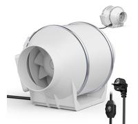Trsaow 100mm Extractor de aire en línea de para baño, extractor de humos con caudal de aire de 310 m³/h, control de velocidad variable, bajo nivel de ruido, para cocina, hidroponía y sótano