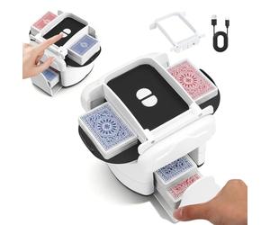 Trsaow Barajador automático de cartas para 1-4 barajas, batería recargable, 2 modos de barajado, máquina barajadora de cartas portátil para póquer, puente, UNO, fase 10