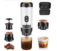 Trsaow Cafetera Portátil 20 BAR, Batería 7500mAh USB-C, 3 en 1 para Nespresso/Dolce Gusto/Café Molido, Pantalla Inteligente, Compacta para Viaje, Oficina, Camping, Blanco