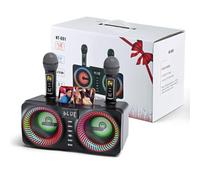 Trsaow Máquina de Karaoke Portátil, Karaoke Profesional con 2 Micrófonos Inalámbricos UHF, Soporte AUX/USB/TF, Altavoz PA con Bluetooth para Fiestas, Reuniones, Bodas, Hogar y Exteriores, Rojo