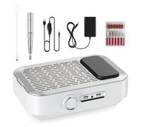 Trsaow Máquina Eléctrica de Limar Uñas 4 en 1 con Aspirador de Polvo, Luz LED & Power Bank, 45.000 RPM Profesional para Uso en Casa y Salón