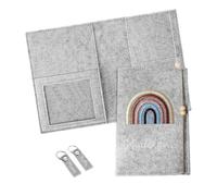 Trsnzul Funda Pasaporte Maternidad,Funda Pasaporte Maternidad de Fieltro,con 2 llaveros, Bolsa Agenda Embarazo, Funda Pasaporte Maternidad con Compartimentos para Embarazadas Futuras Mamás (Gris)