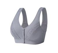 Trssorm Sujetador postoperatorio de mastectomía con cierre frontal de algodón con bolsillo para forma de pecho de silicona, gris, 40