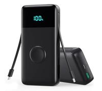 Trswyop Power Bank 26800mAh con Cargador i-Watch, 25W PD+QC4.0 USB C Carga Rápida Batería Externa con 2 Cables Integrados, 5 Salidas Cargador Portátil LCD Compatible con Apple Watch, iPhone, Samsung
