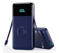 Trswyop Power Bank 26800mAh con Cargador i-Watch, 25W PD+QC4.0 USB C Carga Rápida Batería Externa con 2 Cables Integrados, 5 Salidas Cargador Portátil LCD Compatible con Apple Watch, iPhone, Samsung