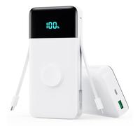 Trswyop Power Bank 26800mAh con Cargador i-Watch, 25W PD+QC4.0 USB C Carga Rápida Batería Externa con 2 Cables Integrados, 5 Salidas Cargador Portátil LCD Compatible con Apple Watch, iPhone, Samsung