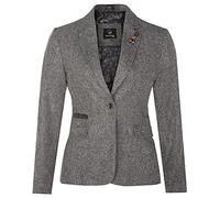 Tru Clothing Blazer para Damas Gris Clásico de Tweed en Espiga con Coderas Estilo Años ‘20 12