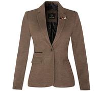 Tru Clothing Blazer para Damas Marrón Claro Clásico de Tweed en Espiga con Coderas Estilo Años ‘20 12