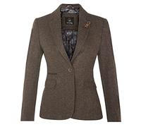 Tru Clothing Blazer para Damas Marrón Clásico de Tweed en Espiga con Coderas Estilo Años ‘20 16