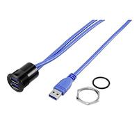 TRU Components 92007P90 92007P90 - Conector Hembra USB-22-BK Hembra A a 2 Conectores USB 3.0 Macho A