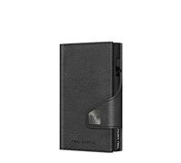 Tru Virtu® Tarjetero Click & Slide Coin Pocket I Tarjetero I Tarjetero I Tarjetero RFID NFC Protección I Monedero de Piel Italiana Auténtica I Monedero I Slim Wallet, Nappa Black/Black, normal,