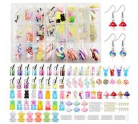 TRUBUY Charms Colgante Conjunto, 100 piezas de Resina de Té de Burbujas de Setas Artesanía Oso con 151PCS DIY Accesorios para Pendientes Pulseras Collares Llaveros y Fabricación de Joyas