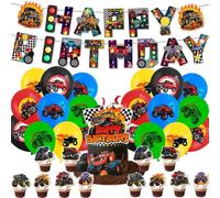 Truck Cumpleaños Party Decoraciones, 34 pcs Trucks Suministros de Fiesta, Decoracion Cumpleaños Trucks Party Accesorios, Decoraciones de Monster Fiesta Temática Truck de Niños y Niñas
